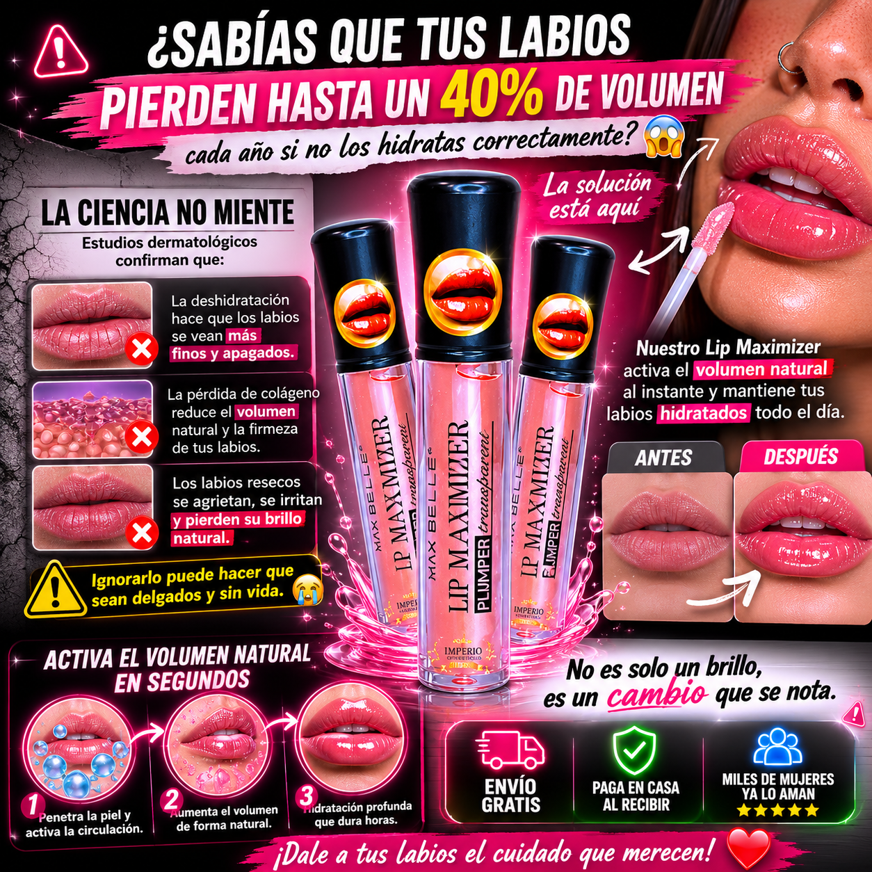 GlossPlump™ – Volumen Instantáneo, Labios Irresistibles Sin Agujas
